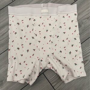 Skims Women's Cotton Rib Boxer Mistletoe Print Panties US Size Medium